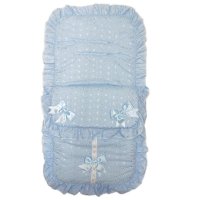 Broderie Anglaise Sky Footmuff/ Cosytoe With Bows & Lace